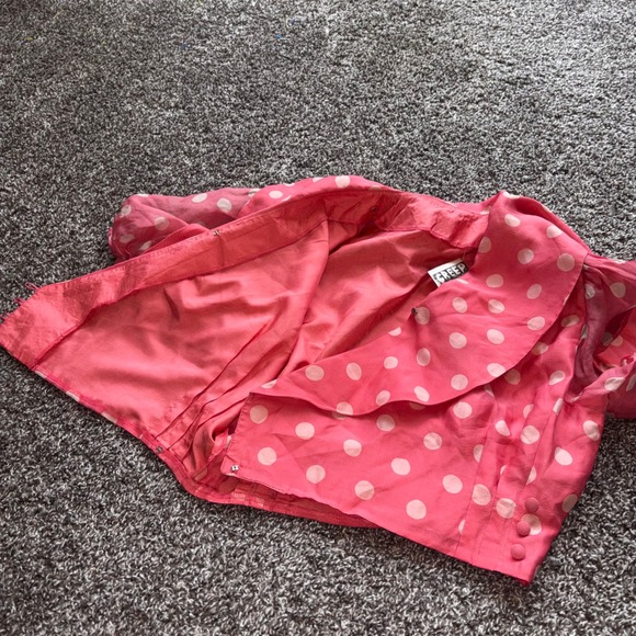 Vintage 60s Sears Puff Sleeve Pink White Polka Dot Sailor Collar Crop Blouse Top - Picture 6 of 7